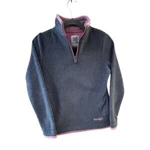 Weird Fish Women’s Beye Grid Fleece 1/4 Zip Gray Pink Accents Outdoors